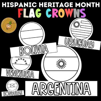 Preview of Hispanic Heritage Month Flags Crowns | Spanish Speaking Countries Activities