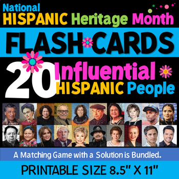 Preview of Hispanic Heritage Month Flash Cards| 20 Influential Hispanic People.
