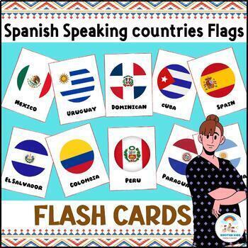 Preview of Hispanic Heritage Month Flashcards | Spanish Speaking Countries Flash Cards