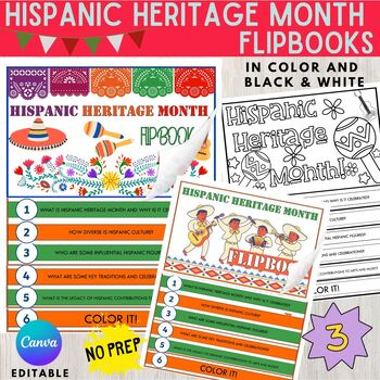 Preview of Hispanic Heritage Month Flipbooks , Coloring Sheets , Readers.