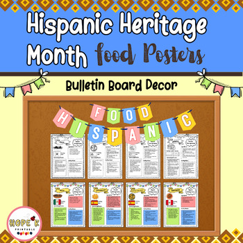 Preview of Hispanic Heritage Month Food Posters|Traditional Hispanic Dishes |Bulletin Board