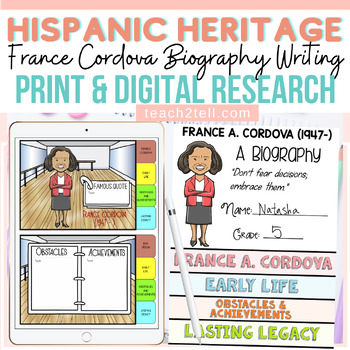 Preview of Hispanic Heritage Month France Cordova Biography Print & Digital Activity