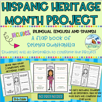 Preview of Hispanic Heritage Month Freebie Bilingual Selena Flap Book