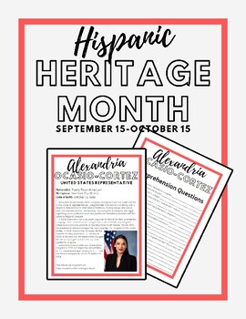 Preview of Hispanic Heritage Month Freebie-Reading Passage and Comprehension Questions AOC