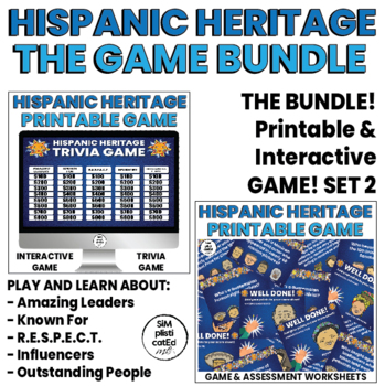 Preview of Hispanic Heritage Month | Game | Interactive | Printable | SET 2 | BUNDLE