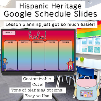 Preview of Hispanic Heritage Month Google Schedule Slides
