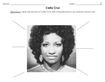 Preview of Hispanic Heritage Month Graphic Organizer (Celia Cruz)
