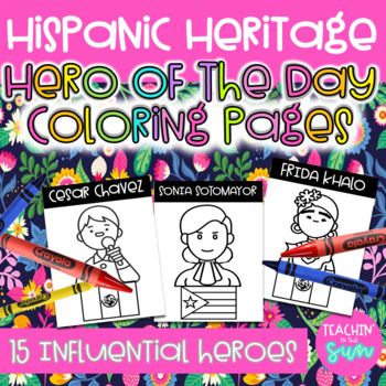 Preview of Hispanic Heritage Month Heroes Coloring Pages with Flags
