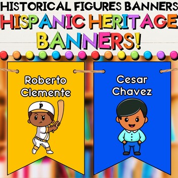 Preview of Hispanic Heritage Month Historical Figures Pennant Banners for Bulletin Boards