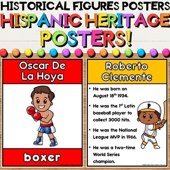 Preview of Hispanic Heritage Month Historical Figures Posters to Decorate Bulletin Boards