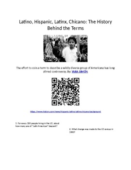 Preview of Hispanic Heritage Month: History of: Latino, Hispanic, Latinx, Chicano web quest