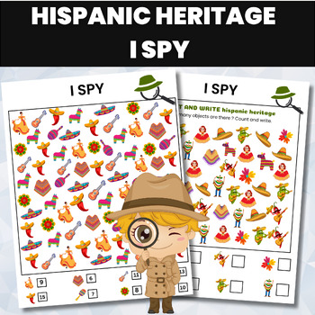 Preview of Hispanic Heritage Month I SPY Counting Math Activity | Hispanic Math Activities