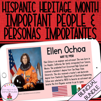 Preview of Hispanic Heritage Month Important People Bilingual Bundle