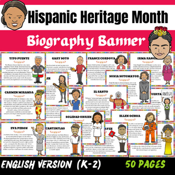 Preview of Hispanic Heritage Month Inspiring Leaders' Biographies Bulletin Board Kit