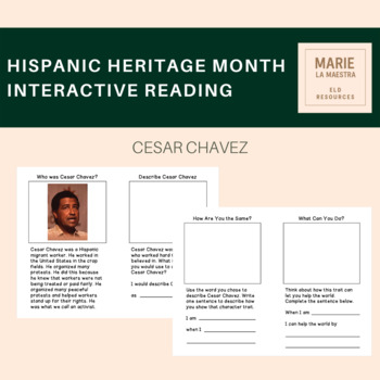 Preview of Hispanic Heritage Month Interactive Reading Activity Cesar Chavez