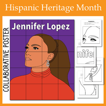 Preview of Hispanic Heritage Month | Jennifer Lopez Collaborative Art Poster Coloring pages