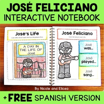 Preview of Jose Feliciano Interactive Notebook Activities + FREE Spanish