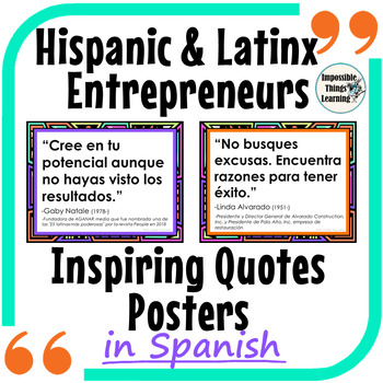 Preview of Hispanic Heritage Month Latino Entreprenuers Inspiring Quote Posters in Spanish