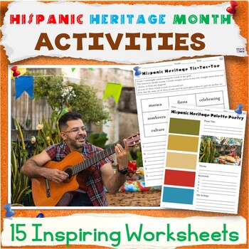 Preview of Hispanic Heritage Month Latinx Activity Packet, Worksheets, Emergency Sub Plans