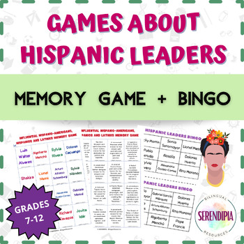 Preview of Hispanic Heritage Month Leaders || MEMORY GAME + BINGO ||  Middle & High School