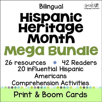Preview of Bilingual Hispanic Heritage Month MEGA Bundle - Printable & Boom Cards w Audio
