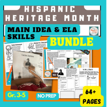 Preview of Hispanic Heritage Month Main Idea| ELA Practice BUNDLE