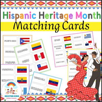 Preview of Hispanic Heritage Month Matching Cards | Hispanic Countries Matching Cards