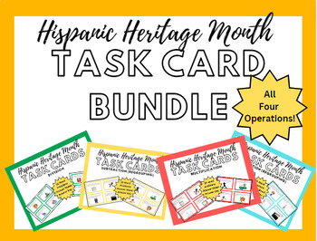 Preview of Hispanic Heritage Month Math Task Cards BUNDLE