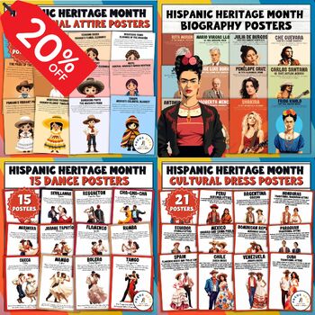 Preview of Hispanic Heritage Month Mega Bundle: Posters, Coloring Sheets, and Biographies