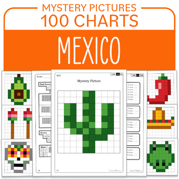 Preview of Hispanic Heritage Month Mexico Hundred Charts Math Mystery Pictures Place value