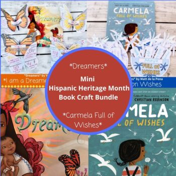 Preview of Hispanic Heritage Month Mini Reading Center Book Craft Bundle Dreamers Carmela