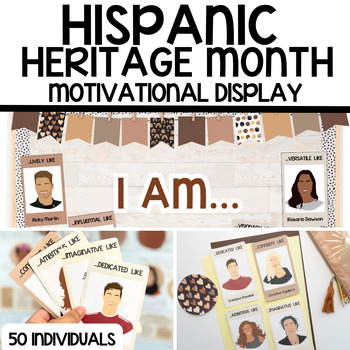 Preview of Hispanic Heritage Month, Motivational Latinx Bulletin Board and Classroom Decor