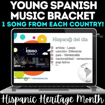 Preview of Hispanic Heritage Month Music Bracket Madness YOUNG Spanish class culture