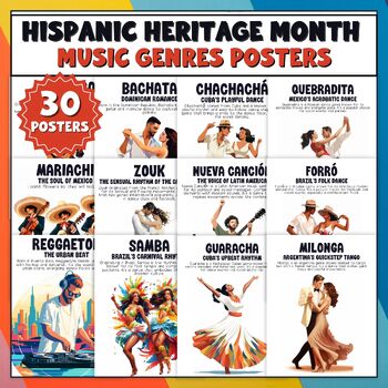 Preview of Hispanic Heritage Month Music Genres: 30 Dance Posters Latin America & Spain
