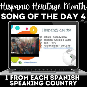 Preview of Hispanic Heritage Month Music in Spanish #4 Spanish Culture Bell Ringer Warm Ups