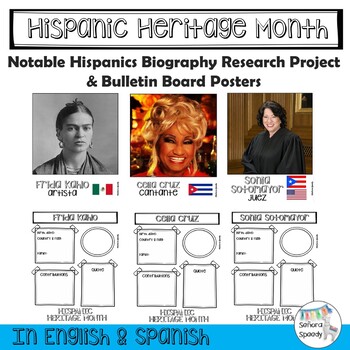 Preview of Hispanic Heritage Month Notable Hispanics Biography Research Project & Posters