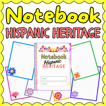 Preview of Hispanic Heritage Month Notebook Gift Spanish Classes Colorful Flowers On Pages