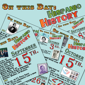 Preview of Hispanic Heritage Month - On This Day: Hispanic History (PDF + Google Slide)