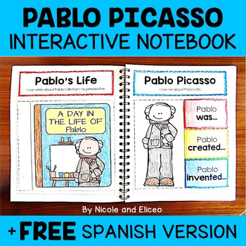 Preview of Pablo Picasso Interactive Notebook Activities + FREE Spanish