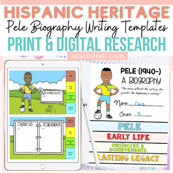 Preview of Hispanic Heritage Month Pele Biography Print & Digital Activity