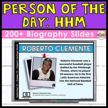 Preview of Hispanic Heritage Month Daily Slides - Person of the Day including 45 Leaders