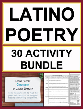 Preview of Hispanic Heritage Month Poetry Activities | Latino Poetry Bundle