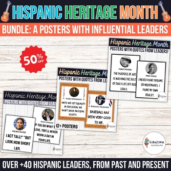 Preview of Hispanic Heritage Month Poster Bundle: Celebrating Inspiring Leaders and Artists