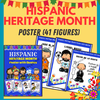 Preview of Hispanic Heritage Month Poster with Quotes - Bulletin Board (41 figures)