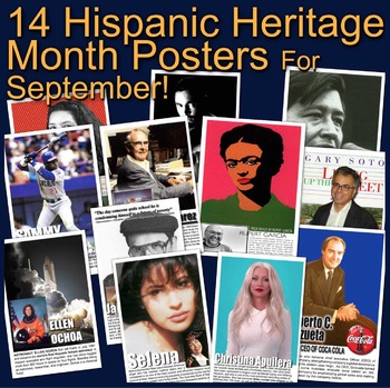 Preview of Hispanic Heritage Month Posters! 14 Posters of Diverse Hispanic Americans