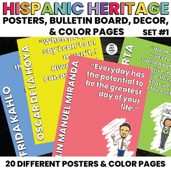 Preview of Hispanic Heritage Month Posters | Bulletin Board | Decor | Coloring Pages | SET1
