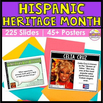 Preview of Hispanic Heritage Month Posters & Daily Teaching Slides - Bulletin Board & More