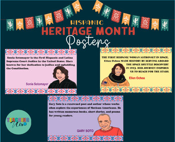 Preview of Hispanic Heritage Month Posters | Famous & notable Hispanic Leaders Posters