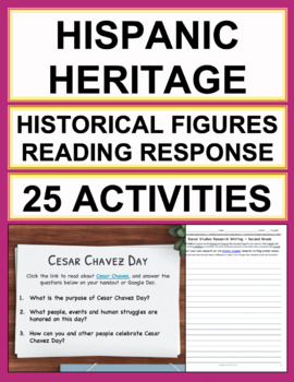 Preview of Hispanic Heritage Month PowerPoint, Reading and Writing Activities