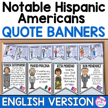 Preview of Hispanic Heritage Month Quotes Bulletin Board ENGLISH VERSION